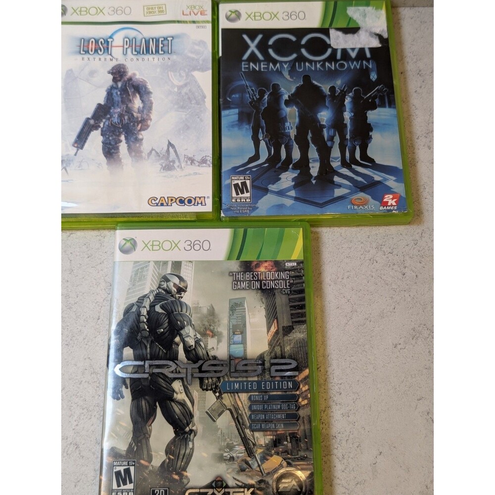 Xbox 360 Game Lot Crysis 2 Limited Ed XCOM Enemy Unknown Lost Planet CIB Tested